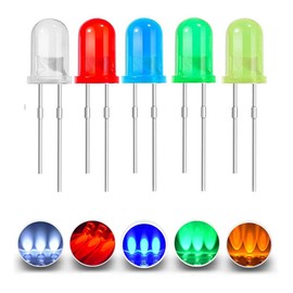 Wolfride 750 PCS Luminous Diodes 3mm LED Diodes Super Bright LED Electronic Parts Round Head White Red Blue Green Yellow 5 Colors