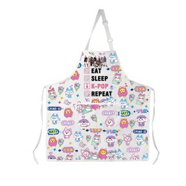 CMNIM It-y Kpop Gifts It-y kpop Group Inspired Kitchen Apron Eat Sleep K-Pop Repeat Adjustable Bib Kpop Fan Cooking Apron (It-y Apron)