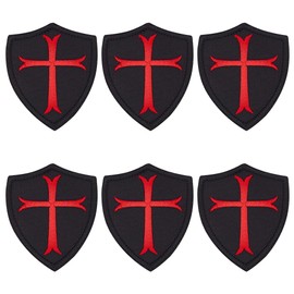 HOBBIESAY 6Pcs Knights Templar Cross Patches Christian Patches Embroidered Patch Hook and Loop Patches for Caps Bags Backpacks Clothes Vest Military