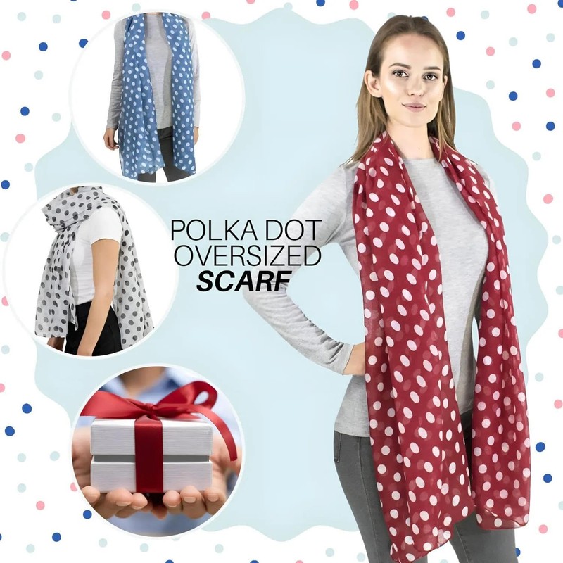 Basic Sense 10mm Polka Dot, Large Viscose Scarf, Black/White Dot