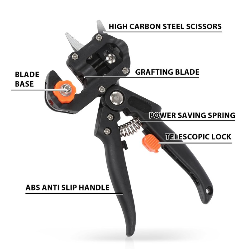 CROSSDESIGN 2-in-1 Garden Tree Grafting Knife Pruning Pruner Scissors Cutting