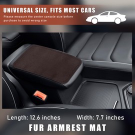 Suvnie Car Center Console Cover, Suede Auto Armrest Storage Box Pad, Waterproof Non Slip Armrest Seat Box Protector, Skin-Friendly Washable Armrest Mat, Universal Car Accessories (Coffee)