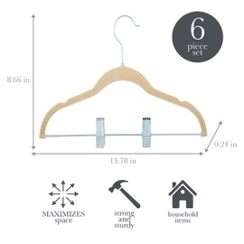Simplify 24 Pack Children's Velvet Hangers | Durable | Lightweight | Non-Slip | Nursery | Shirt | Pants | Tank Top | Ivory | Clips | Closet Organization