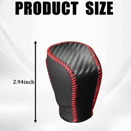 pvotawp Gear Shift Knob Cover Stick Shift Cover, Carbon Fiber Leather Shift Knob with Needle Thread Car Shift Protect Covers for Honda Inspire Crider Integra Car Stylish Decorations（Black）