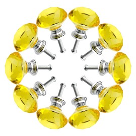 BNYZWOT Crystal Glass Cabinet Knobs 30mm Diamond Shape Drawer Kitchen Cabinets Dresser Cupboard Wardrobe Pulls Handles 10 Pcs