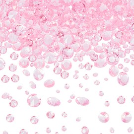 SOFPLATE 6300Pcs 5 Sizes Pink Diamond Crystal Gems Vase Filler Acrylic Rhinestone Pointed Faceted Ice Rock Table Scatter Diamonds Gemstones for Vase Fillers Table Christmas Wedding Party Decoration