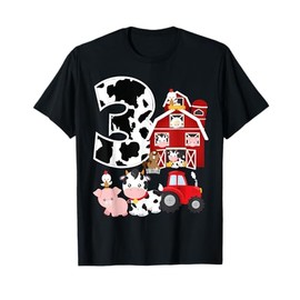 Farm Barnyard Theme Pig Cow Horse 3rd Birthday 3 Yrs Old T-Shirt