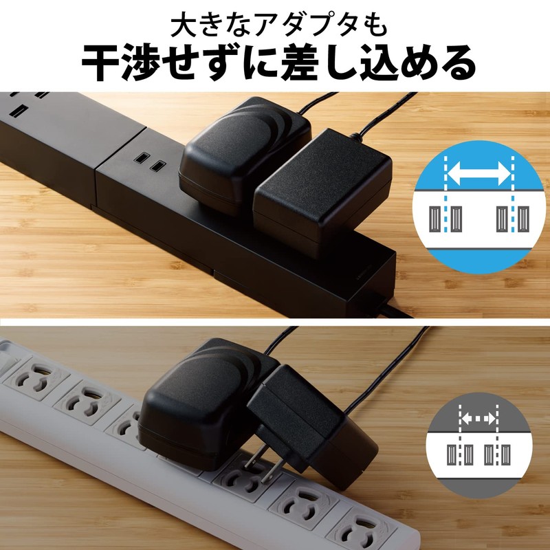 Elecom T-U03-3310BK Power Strip, USB Tap, 3.3 ft (1 m),