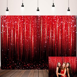 Red Glitter Backdrop for Photography Black and Red Bokeh Sequin Spots Birthday Party Background Baby Shower Winter Christmas New Year Party Decorations Photo Props