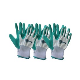Gardening Gloves 3 Pairs Green One Size - Gardena Gardening Gloves Latex Coating on Polyester Liner 3 Pairs