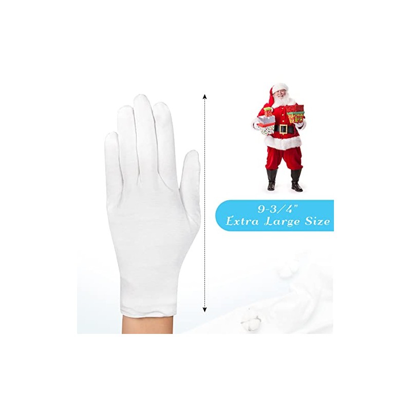 Paxcoo 6 pares de guantes de algodón blancos XL para
