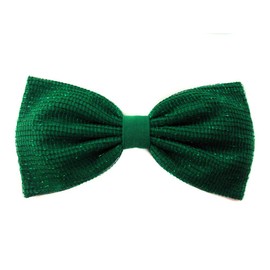 Figure Skating-Dance-Performance Hair Bow Collection (Alligator Clip, Green Metallic Tulle)