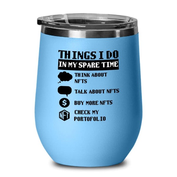 Flairy Land Cryptocurrency Wine Tumbler 12oz Blue -Buy more -