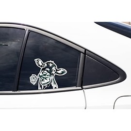 Lovely Animal Art Decoration for Car Window 6 Inch Clear | Vinyl | Decal Sticker for | Any Flat Surface | (6'', Cow)