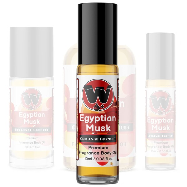 WagsMarket Egyptian Musk Oil, Choose from Roll On to 0.33oz - 4oz Glass Bottle The Egyptian Musk Factory™ (0.33oz Roll On)