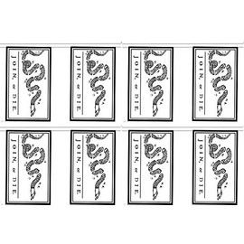 Join Or Die White Benjamin Gadsden 12x18 Bunting String Flag Banner (8 Flags) - Quality Flags