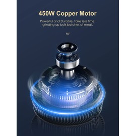 Electric Meat Grinder, Heavy Duty Meat Mincer, Sausage Stuffer Maker, Food Grinder with Sausage & Kubbe Kit, 2 Grinder Plates, Stainless Steel (Blue)