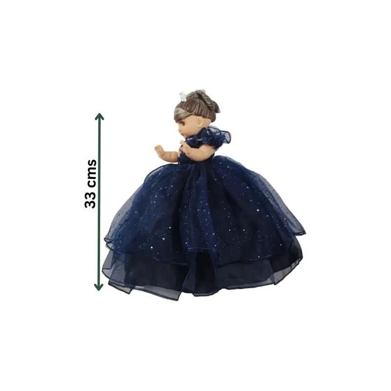 Muñeca Quinceañera Recuerdo 15 Años Azul Marino Petro 33 Cm