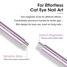 Gellen Double-Ended Cat Eye Magnet Stick for Nail – Dual Cat Eye Gel Nail Polish Sturdy Magnet Tool with Round Beads, Multifunctional Cat-Eye Nail Art Effect at Home or Salon DIY