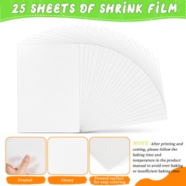 Printable Shrinky Dink Kit, 225 Pcs Shrinky Dink Kits for Kids with 25 Shrinky Dink Paper and 200 Pcs Accessories, Translucent Shrinky Dink Sheets for Inkjet Printer, DIY Crafts, Handprint Keychains