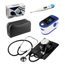 Baumanómetro manual con estetoscopio, oxímetro y termómetro – Clinical Home