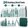 24-Piece Stainless Steel Manicure Pedicure Set – Green Nail Clippers,