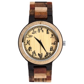 SUPBRO Wooden Watches Men's Wooden Watch Classic Wooden Watch for Men Analogue Watch Adjustable Strap Wooden Bracelet for Men