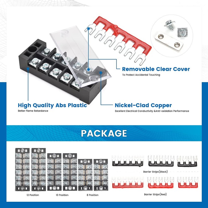 CGELE 6 Sets Terminal Blocks, 6Pcs 4/5/6 Positions 600V 25A