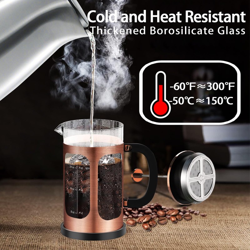 YMMIND French Press Coffee Maker (34oz 1Quart 5-6Cup) Coffee Press,