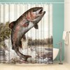 OuElegent Fish Shower Curtain Trout Fish Jumping Bathroom Curtain Lake