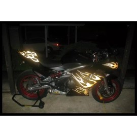 Lid-skins High Visibility Reflective Graphics Tattered USA Flag  7" X 14" Set of two Black