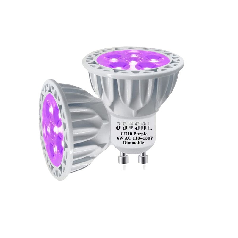 JSVSAL MR16 (GU10 Base) LED Light Bulb,Dimmable,120-Volt,Purple, 6-Watt(50-Watt Equivalent), Aluminum