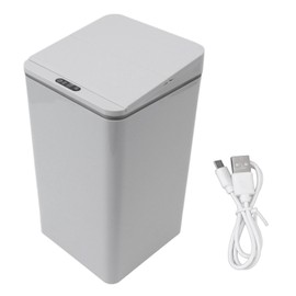 Desktop Sensor Trash Can USB Charging Foldable Lid 9L Intelligent Induction Garbage Bin for Bedroom Bathroom Office Grey