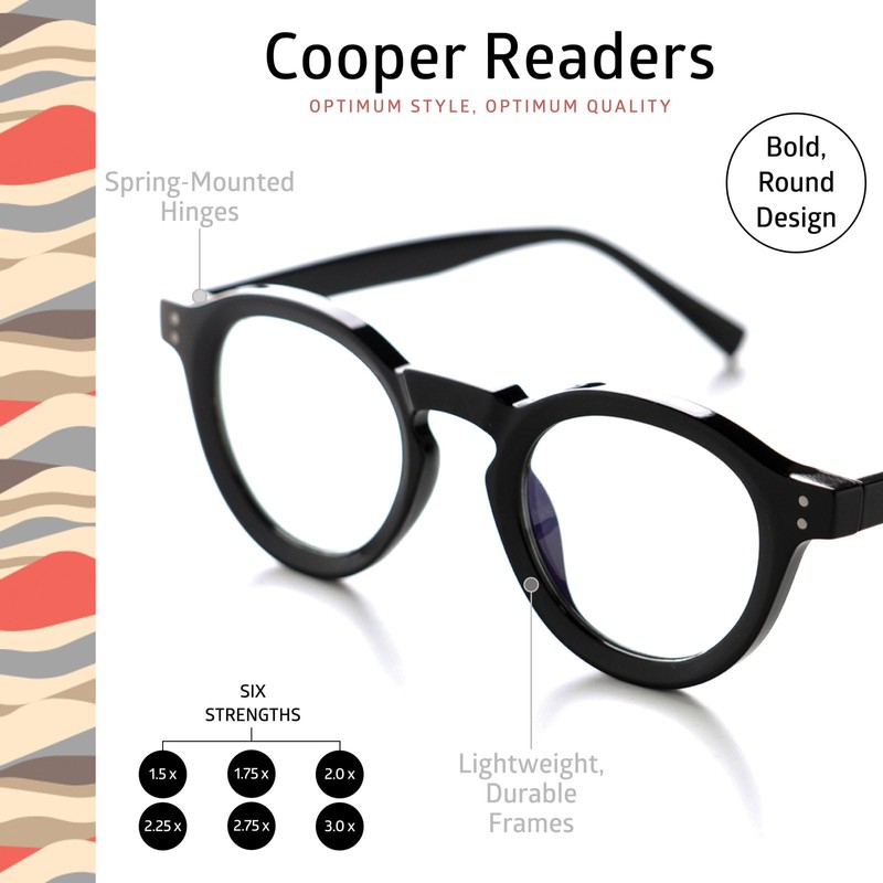 OPTIMUM OPTICAL Readers Glasses Spring-Mounted Hinges Scratch-Resistant Lenses Round Frame