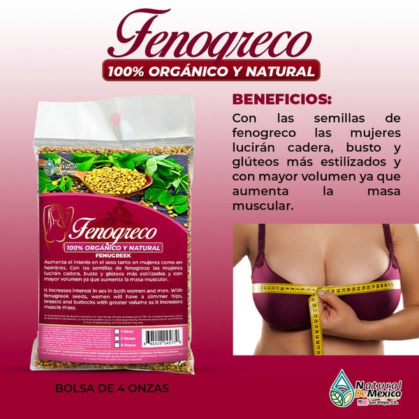 Natural de Mexico USA Semillas de Fenogreco Herb Tea 4 oz 113 gr. Organic Fenugreek Seeds