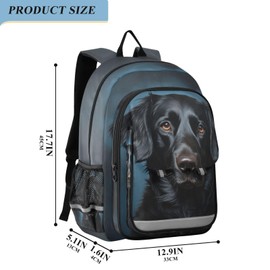 senya Dog Backpack for Boys Girls, Black Labrador Dog Portrait Backpack Students Bookbag Daypack for School Primary Teens, A01E23034
