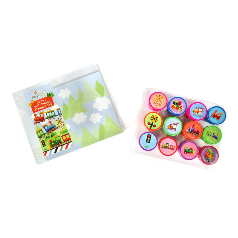 TINYMILLS 12 Pcs Train Stamp Kit for Kids - Train