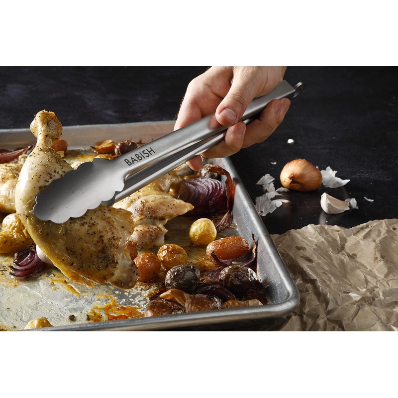 Babish 2-Piece Locking Kitchen Tongs Set – 12” & 9”