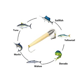 Sanhu 6" Rigged Cedar Plugs - Dorado Color - 6 Pcs w/Lure Bag