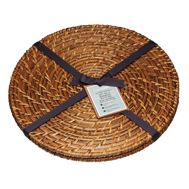 Artesa Bamboo Rattan Placemats, Brown, 28 cm, Set of 2,