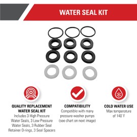 Simpson Cleaning 7106627 Replacement Water Seal Kit for Pressure Washer Pumps, Black