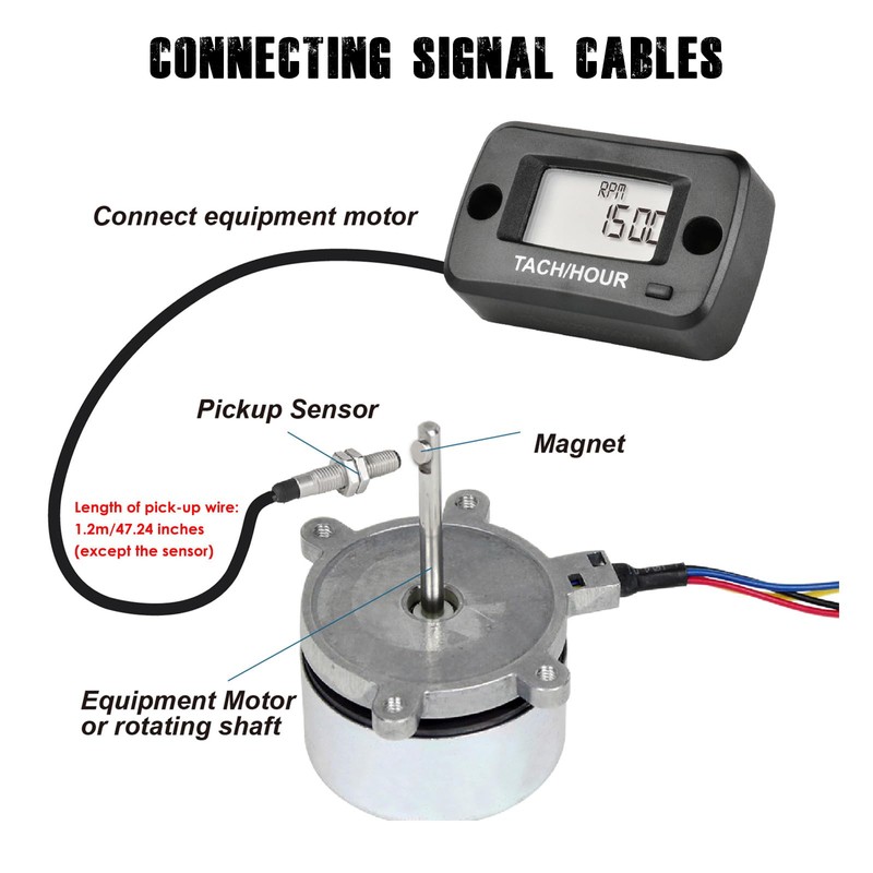 Taikemeti Tach Hour Meter, Can Retain Historical Data, Waterproof Function,