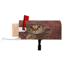 Numland Cat in Red Wall Hole Magnetic Anti-UV 100% Polyester Standard Size 21x18 in Oxford Garden,Postbox Letterbox Cover