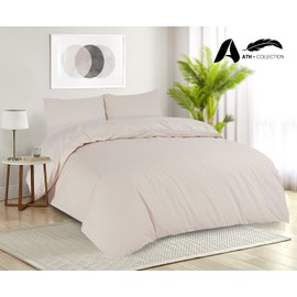 AATH COLLECTION Duvet Cover Bedding Set, Single, Double, King, Super King Size Egyptian Cotton Duvet Set with Pillow Cases. 100% Long Staple Soft Cotton Duvet Set with Easy Closure (Single, Mocha)