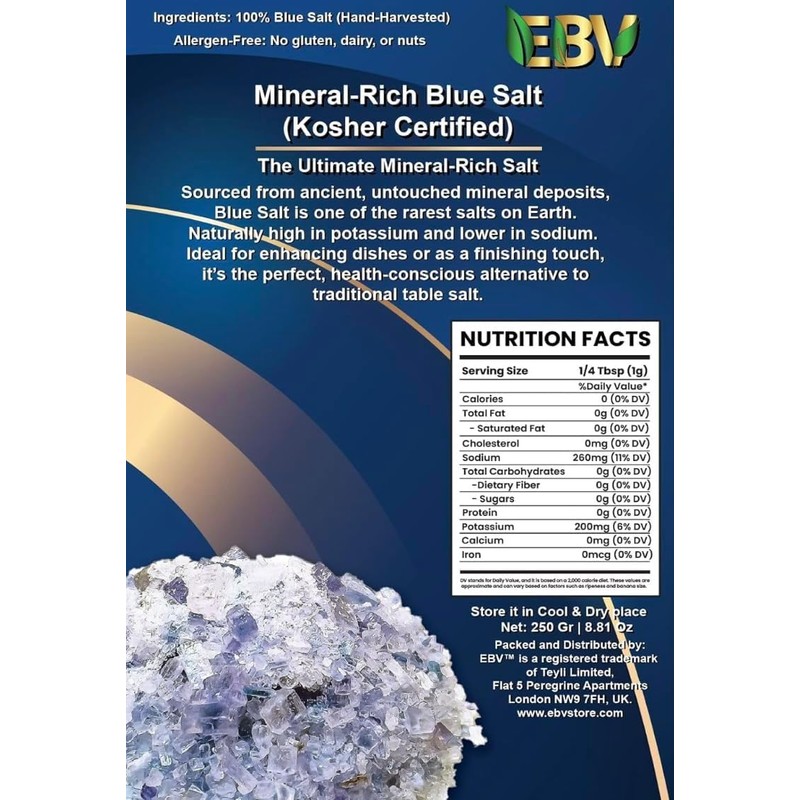Premium Blue Salt Crystals – Coarse, Rare Mineral Salt, High