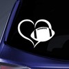 Football Heart Sticker Decal Notebook Car Laptop 5.5" (White)