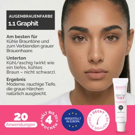 RB RENATA BEAUTY Eyebrow Colour Set - Eyebrow Dye at Home - 1.8% Cream Developer + Duo Styling Brush - PPD & Ammonia Free - Lasts up to 4 Weeks - Up to 20 Applications - Graphite Grey