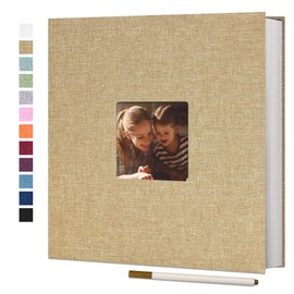Vienrose Large Photo Album Self Adhesive for 4x6 8x10 Pictures Linen Scrapbook Album DIY 60 Blank Pages with A Metallic Pen Khaki