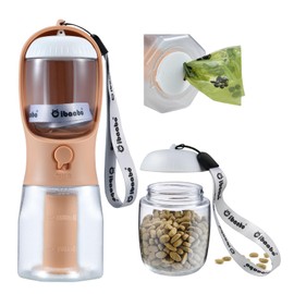 Cibaabo Dog Water Bottle with Food Container & Poop Bag Holder, Travel Water Bowl, Portable Pet Dispenser, Dog Stuff Accessories Items, Puppy Essentials Necessities for Yorkie Chihuahua Walking Hiking