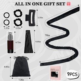 ZILAMPU ZILAMPU No Heat Curling Rod Headband, Overnight Velour Hair Curls Roller Wrap for Women with Long Hair - Black